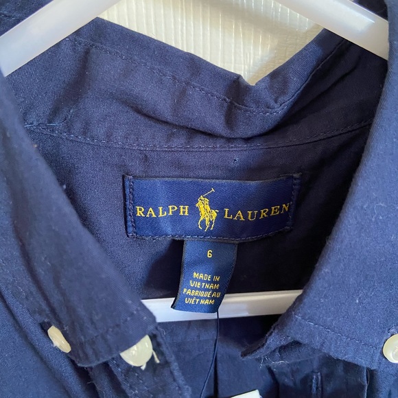 Navy blue button down with white horse NWT - Picture 2 of 3